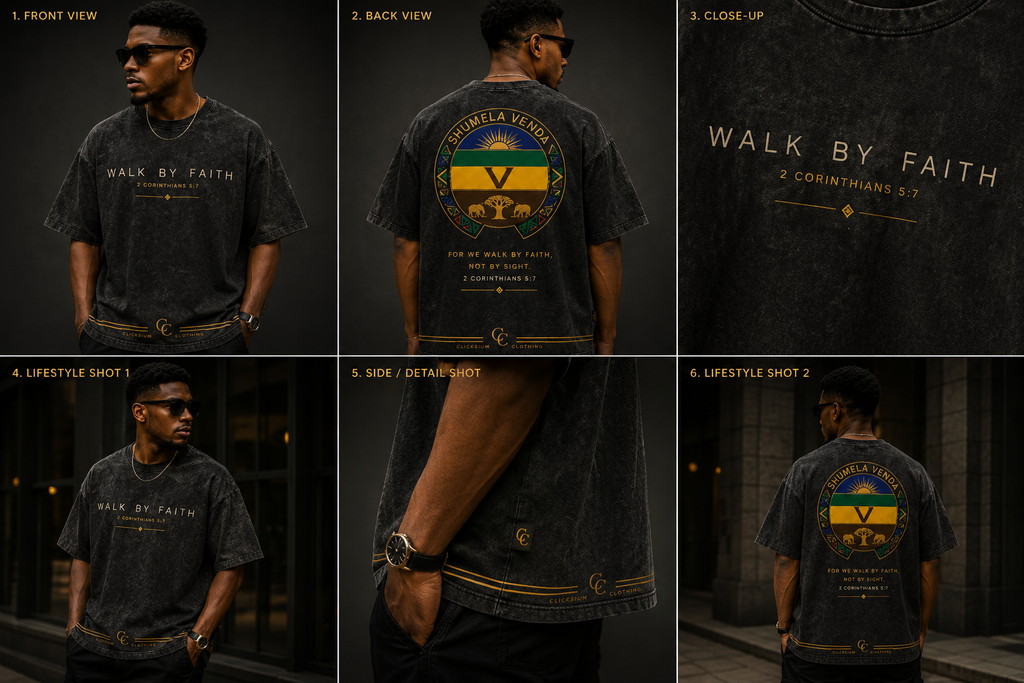 Shumela Venda Walk By Faith Oversized T-Shirt – Washed Black