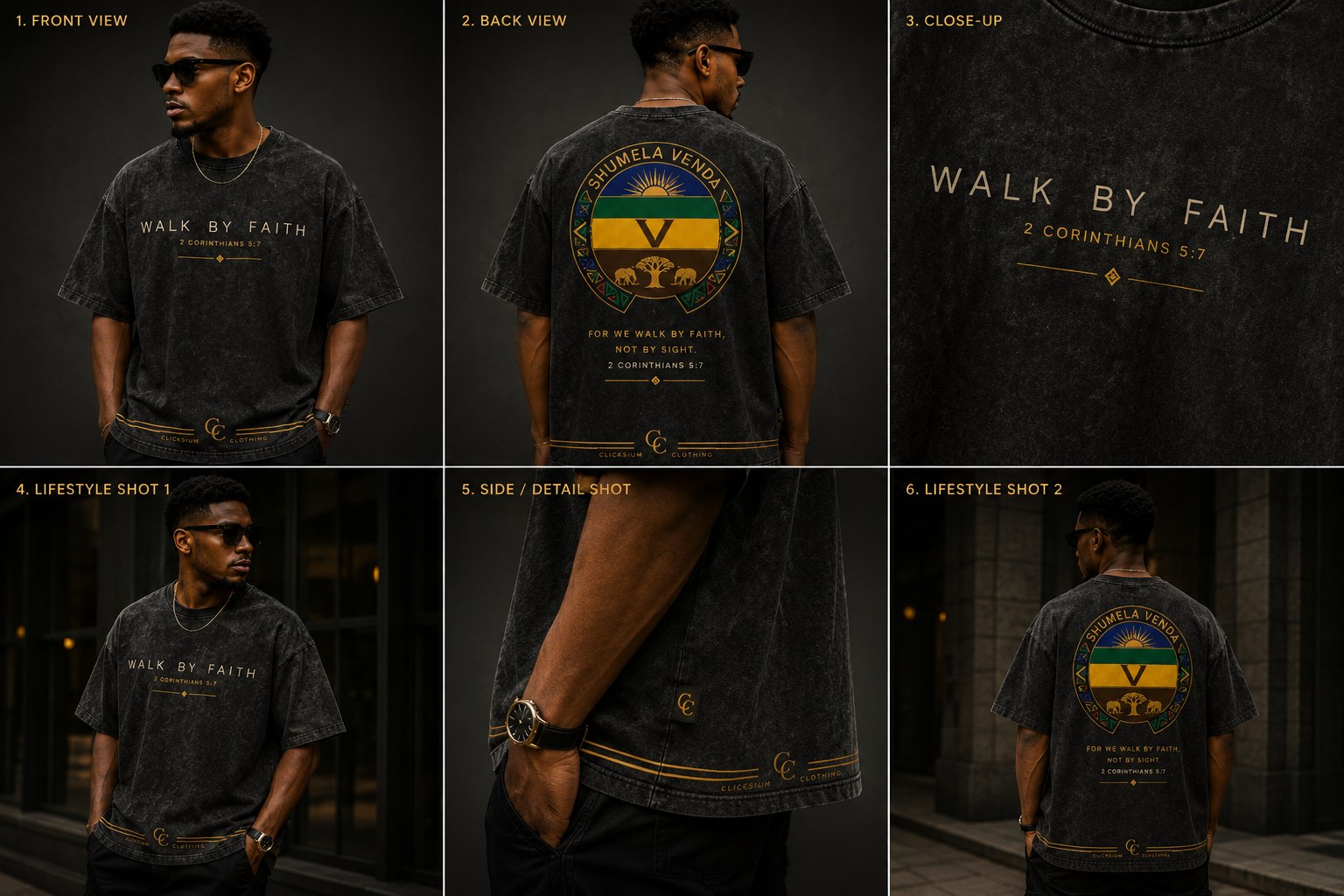 Shumela Venda Walk By Faith Oversized T-Shirt – Washed Black