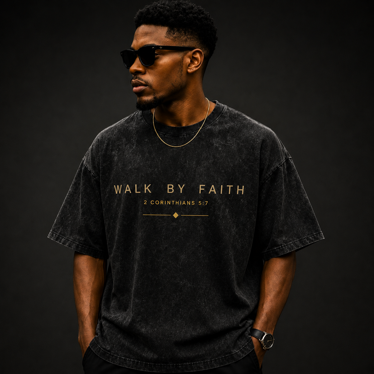 Shumela Venda Walk By Faith Oversized T-Shirt – Washed Black