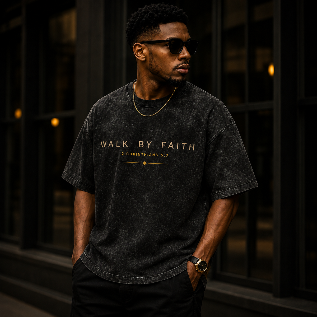Shumela Venda Walk By Faith Oversized T-Shirt – Washed Black