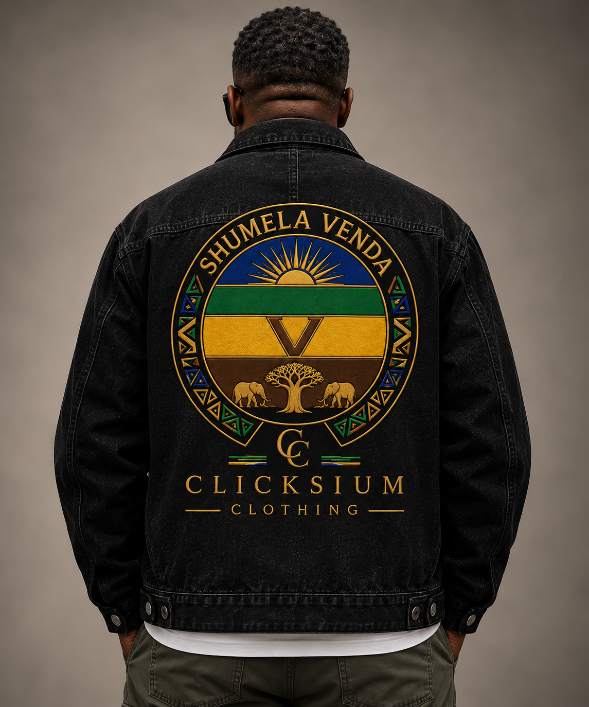 Clicksium Shumela Venda Premium Denim Jacket – Black